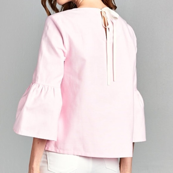 🔴LAST CALL🔴Ellison PearlEmbellishedBellSleeveTop - Picture 3 of 7